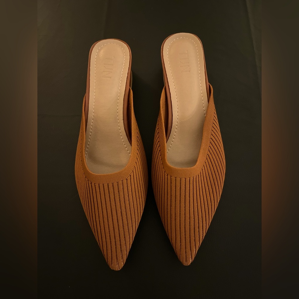 NWT Ribbed Cotton Babydoll Slip-on Heels